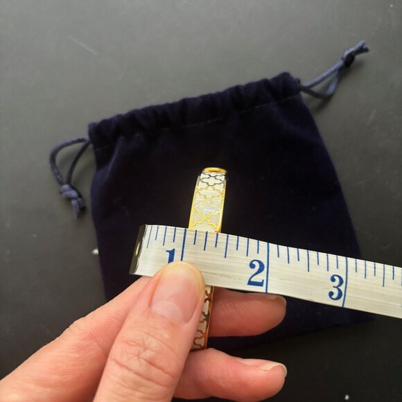 Halcyon Days Agama Cream & Gold Hinged Bangle Bracelet - Gift For Her - Picture 11 of 12